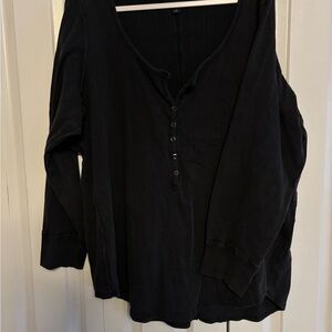 Torrid Black Long Sleeve Henley Top